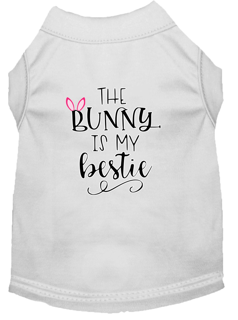 Bunny is my Bestie Screen Print Dog Shirt White Med